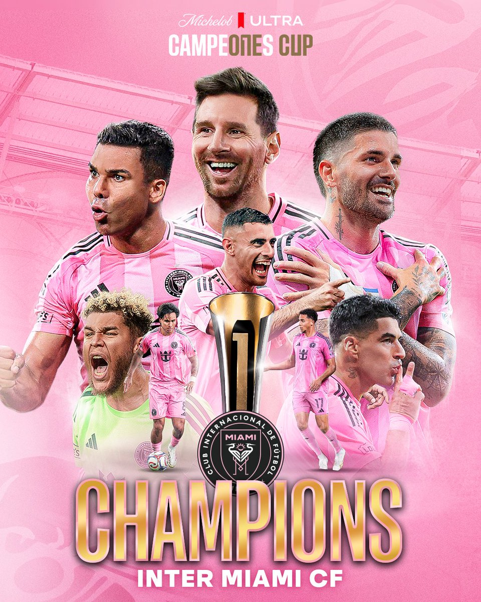 MLS's tweet photo. CAMPEONES 🏆

@InterMiamiCF takes down Cruz Azul 2-0 to win their first @CampeonesCup. https://t.co/YbrUIC41HM