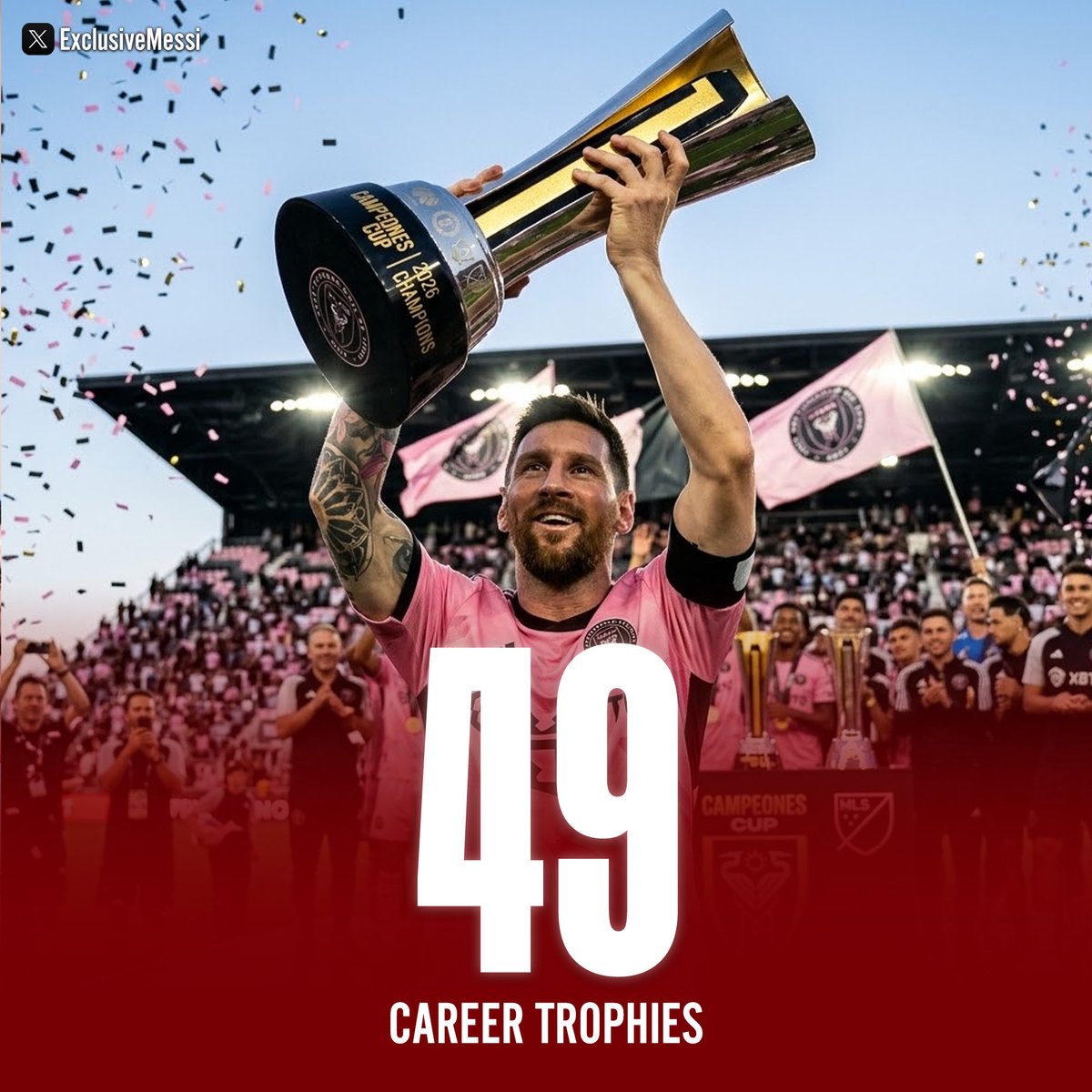 ExclusiveMessi's tweet photo. 🚨 LIONEL MESSI HAS WON HIS 49TH CAREER TROPHY!!

THE MOST IN HISTORY BY FAR!! 🤯🤯🤯 https://t.co/ZAAxRi7rbv