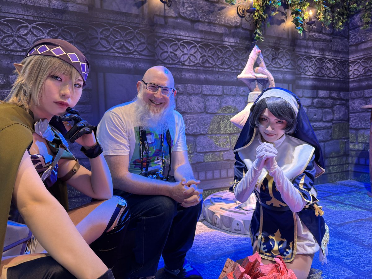 DocFugu's tweet photo. #ウィズダフネ #TGS2026
#wizardrydaphne 
Got a picture with Marianne and Milana at the Wizardry Variants Daphne booth. https://t.co/SGHKfTQoR5