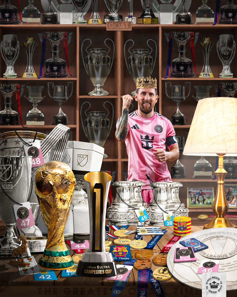 messi10_rey's tweet photo. 🚨RECORD: Lionel Andrés Messi Cuccittini - 49🏆!

FC Barcelona: 35🏆
Argentina: 6🏆
Inter Miami: 5🏆
Paris SG: 3🏆

El FUTBOLISTA mas ganador de LA HISTORIA ! THE GOAT🏆 https://t.co/eWmx8C12E0
