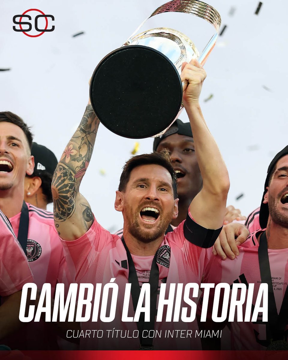 SC_ESPN's tweet photo. ❌🇦🇷 Inter Miami antes de la llegada de Leo Messi
0️⃣ trofeos 

✅🇦🇷 Inter Miami desde la llegada de Leo Messi 
4️⃣ trofeos https://t.co/m6t8wyrgN9