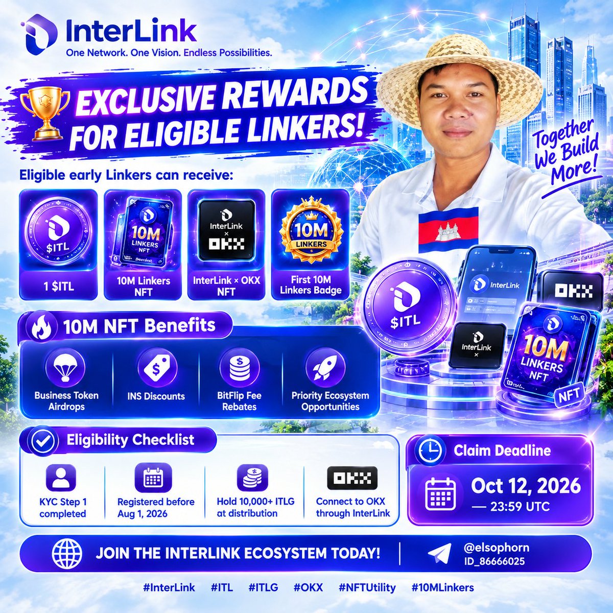 elsophorn's tweet photo. 🏆EXCLUSIVE LINKER REWARDS!

Claim 1 $ITL, 10M NFT, InterLink × OKX NFT &amp; 10M Badge!

🔥Benefits: Airdrops • INS Discounts • Fee Rebates
✅Needs: KYC 1 • Pre-Aug 1, 2026 Reg • 10,000+ ITLG • Connected OKX
⏰Deadline: Oct 12, 2026 (23:59 UTC)

#InterLink #ITL #OKX #10MLinkers https://t.co/iTSNo252ET