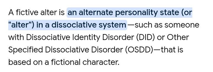 Hyrix_Of_Pyria's tweet photo. @ThirdPizzaTower @St4rzOnMy_Sc4rz Fictive is baisically an alter that formed from media.

Aka; you have an alter that formed from say- Scythe from fighting (idk blanked on fandoms)

It doesn't mean that the disorder is fiction, it means they have alters that are fictives - formed from or existing characters https://t.co/z4hwiZmwZ8