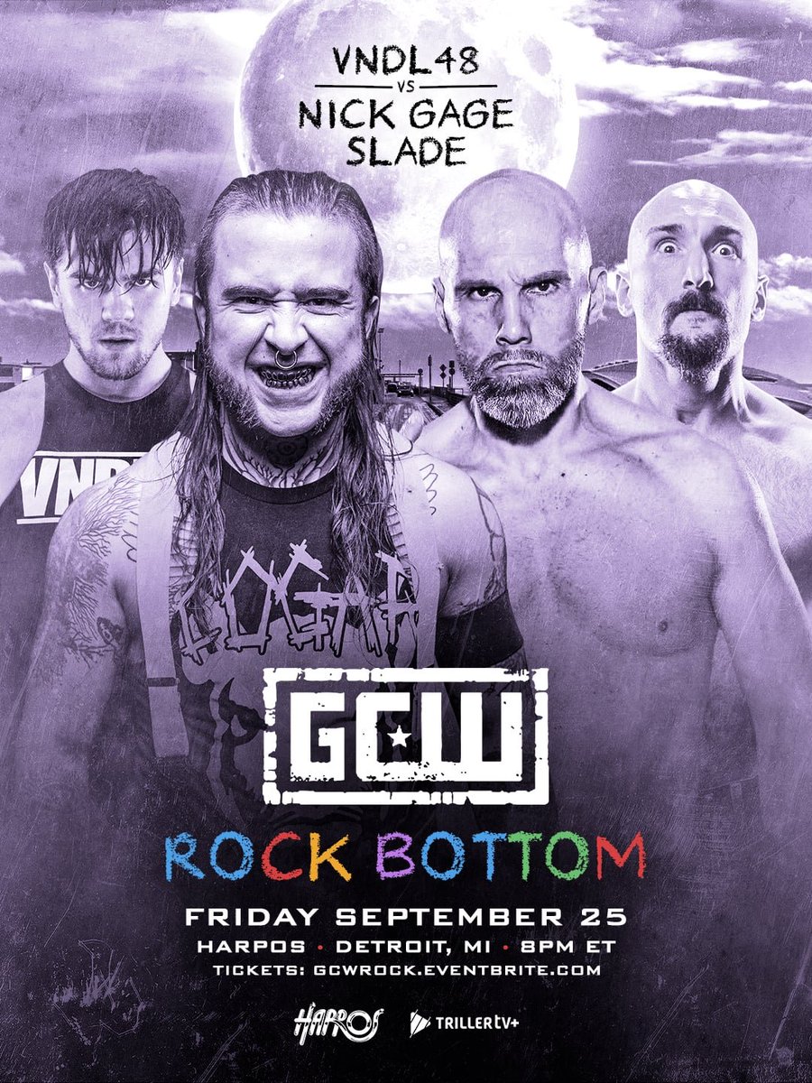 GCWrestling_'s tweet photo. *DETROIT UPDATE*

Just Signed:

VNDL48
vs
GAGE/SLADE

Plus:
Otis Cogar vs Dale Patricks
KJ &amp; Stackhouse vs Pillars
Vipress vs Haley J
Redacted vs Mercer
Marko vs Flyin
Bustah &amp; Brain
+more

Get Tix:
https://t.co/WE6oDENQUb

Watch LIVE on @Triller_TV+
Fri 9/25 - 8PM https://t.co/fHMKUeq5Jm