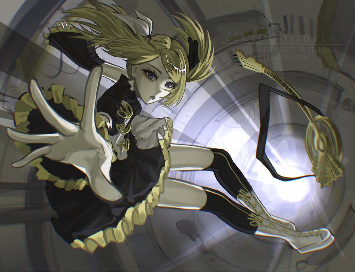 heart_cookies_'s tweet photo. Meltdown rin fanart that im not very proud of 💔💔 is the contrast too much or am i blind #fanart #vocaloid #kagaminerin https://t.co/t4oF3g0aCc