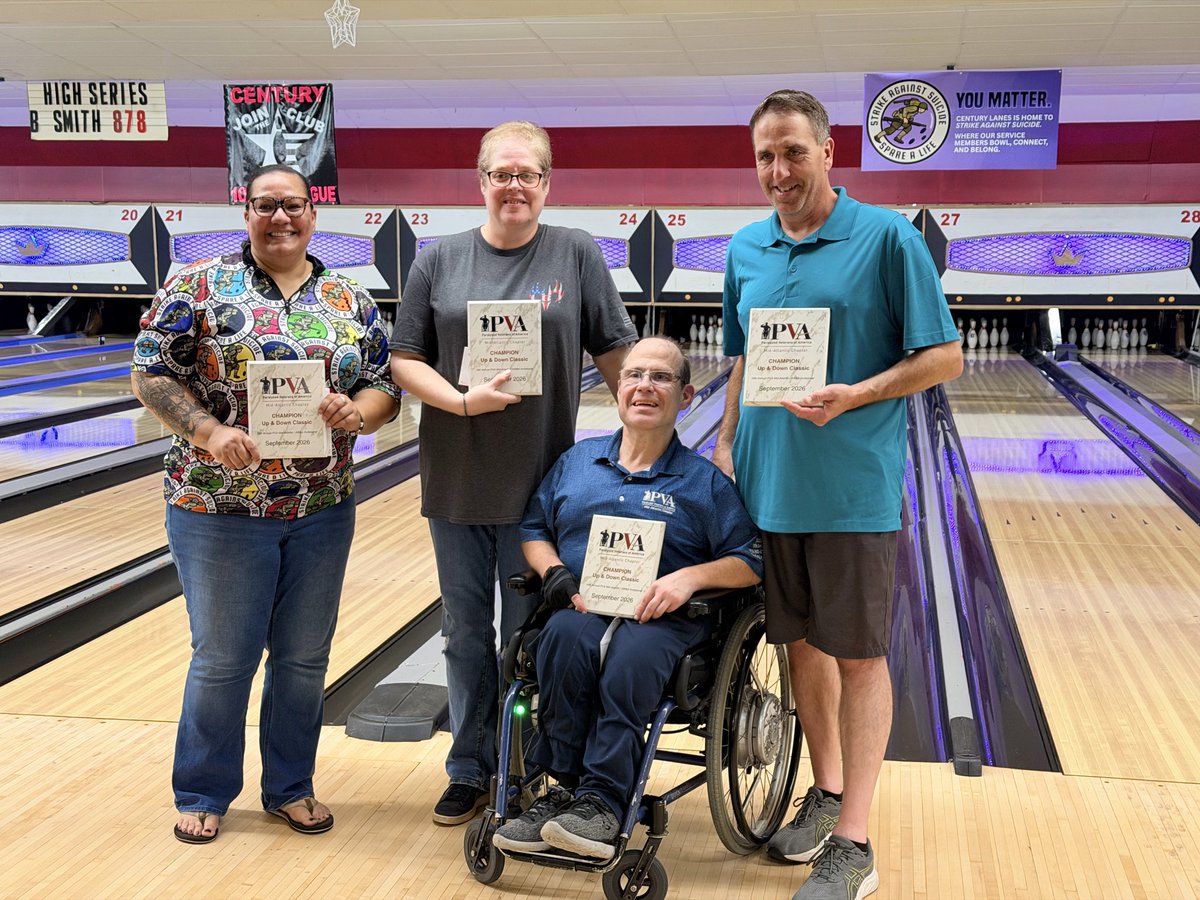 GrantBuehler's tweet photo. Spent this last weekend competing in the 10th Annual @PvaMidatlantic/@awba1962 Invitational. Came back with some hardware.
#pva #bowling #wheelchairathlete #pnwrepresent https://t.co/n7teyOcAmK