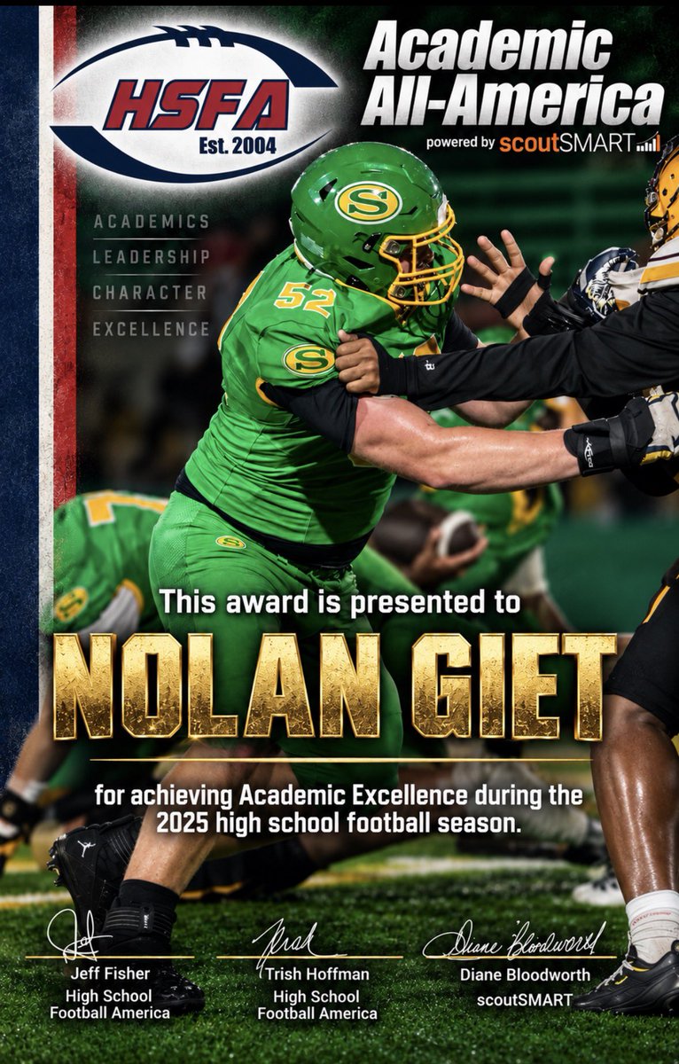 GietNolan's tweet photo. Thank you @HSFBamerica!
#AcademicUNIT #rollgoats #gowave
@SummervilleFB @PrepRedzoneSC @HighSchoolBlitz @iguerin @CDearing82 @Top25PublicHSFB @RecruitNE_GA @LouatTheState @SEisbergWCIV @dshelton66 @NavyFBrecruit @UTLRecruitingOL @SCHSLFotball @ChadSimmons_ @GregSmithCFB https://t.co/Q3zLQpw9X9
