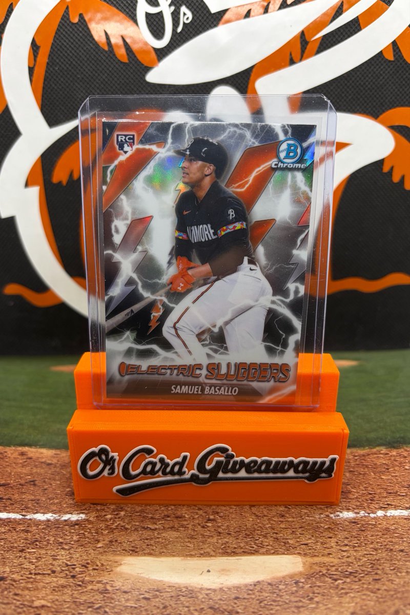 OsCardGiveAways's tweet photo. ORIOLES WIN! 🧹 sweep!! Like retweet and follow! I’ll select one follower tomorrow to receive this Samuel Basallo Electric Sluggers card! #Birdland https://t.co/aSnMayK9MK