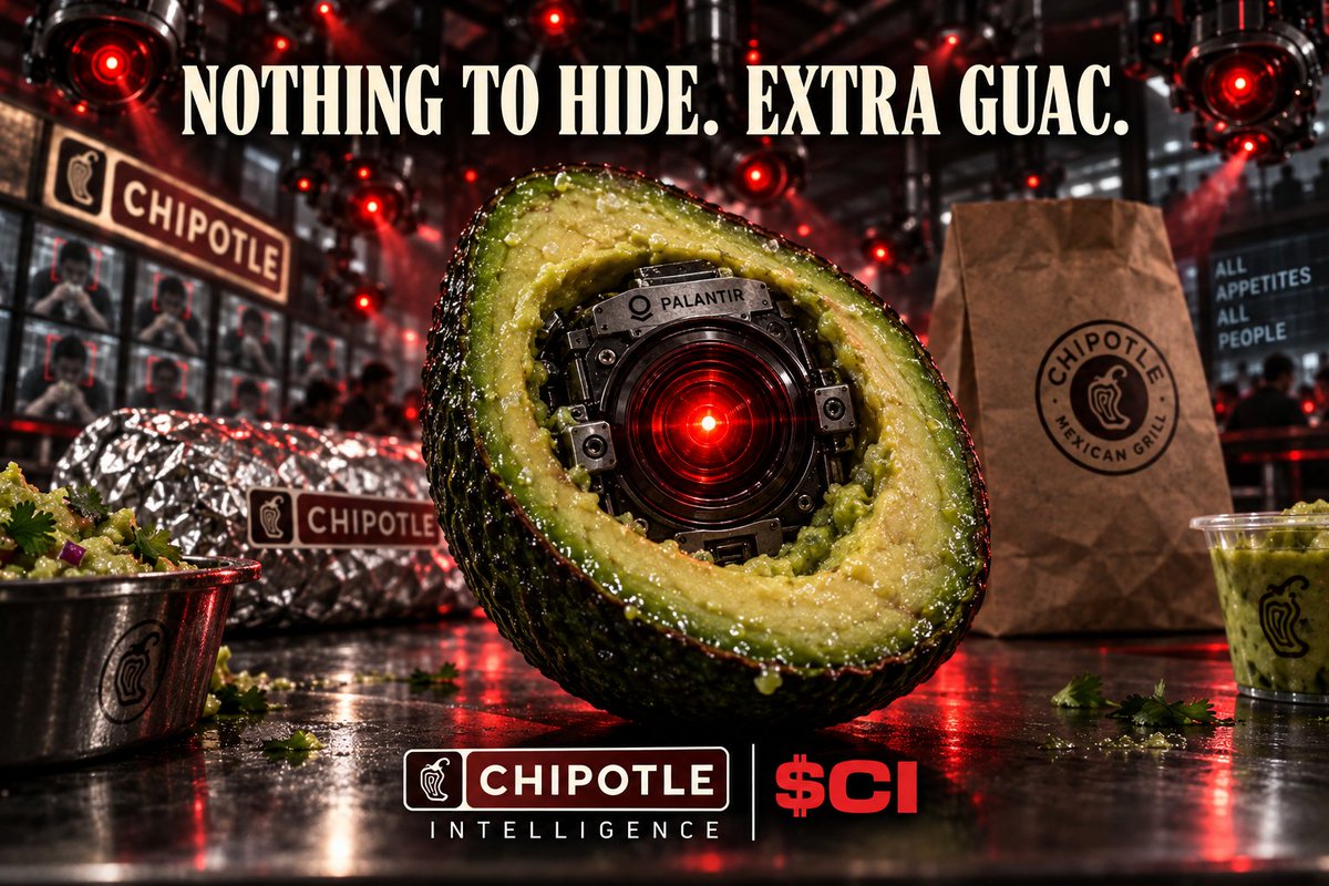 ChipotleIntel's tweet photo. NOTHING TO HIDE. EXTRA GUAC. https://t.co/HFVPZbIQno