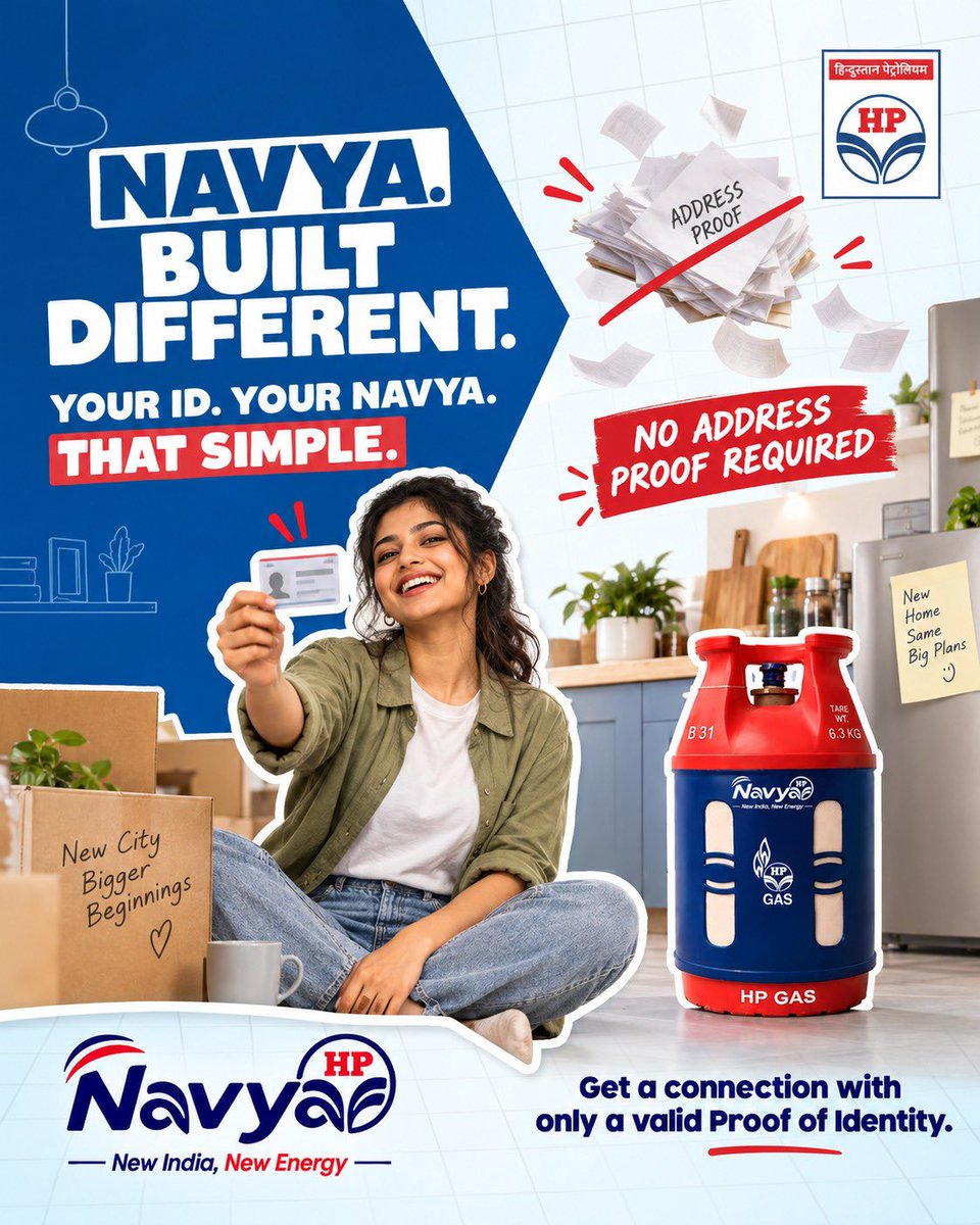 HPCL_MLRO's tweet photo. Get your HP Navya connection with a valid Proof of Identity—no address proof required
 .                                                                        Book Navya through HP Pay on this link- https://t.co/owsWBBm9oz

#HPNavya #BuiltDifferent #NewEnergy @HPCL @HPGAS_HQO https://t.co/YAbgYVAf3W
