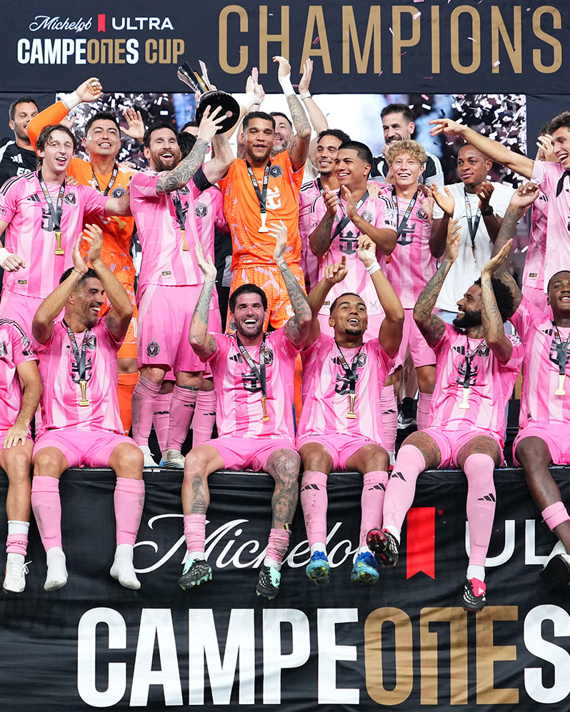 brfootball's tweet photo. Leo Messi wins a fifth trophy with Inter Miami as they lift the Campeones Cup 🏆

2023 Leagues Cup 
2024 MLS Supporters’ Shield 
2025 Eastern Conference Championship 
2025 MLS Cup 
2026 Campeones Cup 

Messi scored his 100th goal for the club in the 2-0 win over Cruz Azul 🐐 https://t.co/xVJwDPBFTw