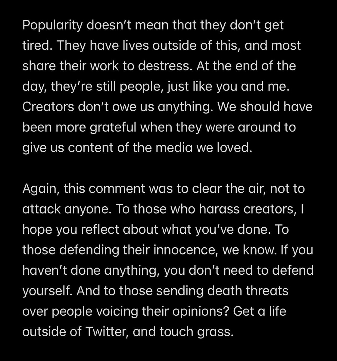 kmiraonthewall's tweet photo. i think it’s time i shared my two cents on this. i was going to be quiet but things are escalating to the point of death threats and threats of ruining people’s careers, which is downright disgusting.

like i’ve seen many say: enough is enough. https://t.co/0vG60dwRIk