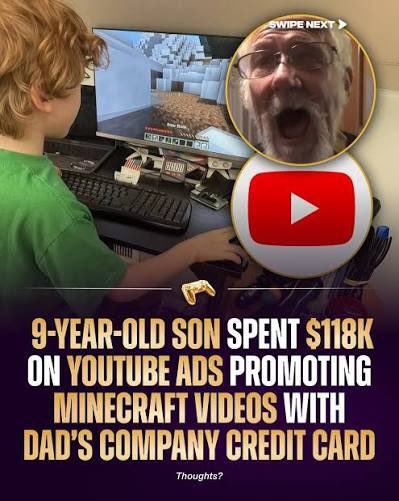 AlexanderMahanX's tweet photo. A 9-year-old kid spent $118K on YouTube ads for his channel without his dad knowing and used his dad’s company credit card to pay for the purchases. The name of the channel is “Mighty Mike Plays.”
Yikes 😬 #Minecraft #YouTube #CrazyNews #Viral #MightyMikePlays https://t.co/wNNKOF06AM