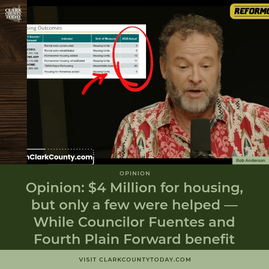 NewsFromCCT's tweet photo. Clark County spent nearly $4M on housing in 2025, helping only 71 people. Fourth Plain Forward, employer of Councilor Wil Fuentes, kept ~$250K of $300K in county funds. https://t.co/574PYUwvZO #ClarkCounty #Opinion #ConflictOfInterest https://t.co/tgw7rhK0BC