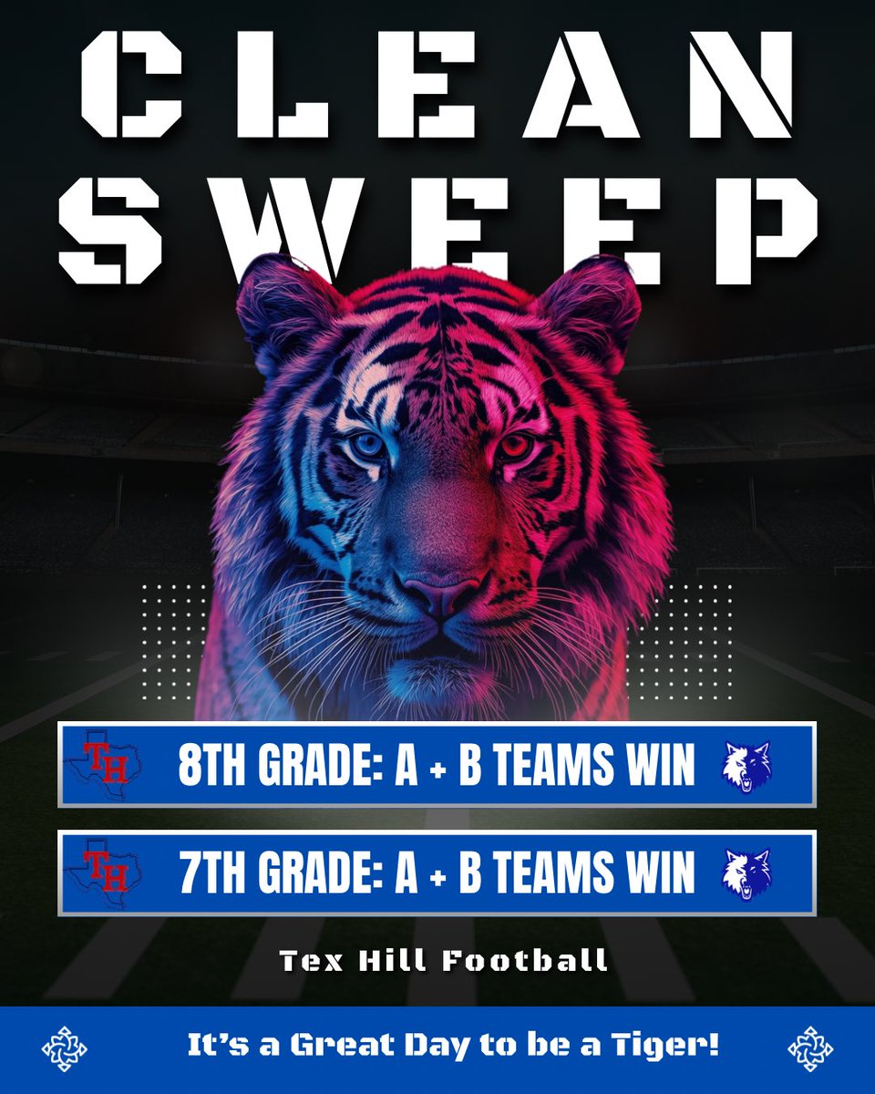 TexHillBoysAth's tweet photo. Shoutout to Tiger Nation! All 4 teams were able to come out with victories today in the Bulverde Bowl! We appreciate this community for being so supportive of our program! Go Tigers!! 🐅 #NEISDAthletics #NEISDFootball #SanAntonioFootball #TexasWay https://t.co/srdKvyC4Xc