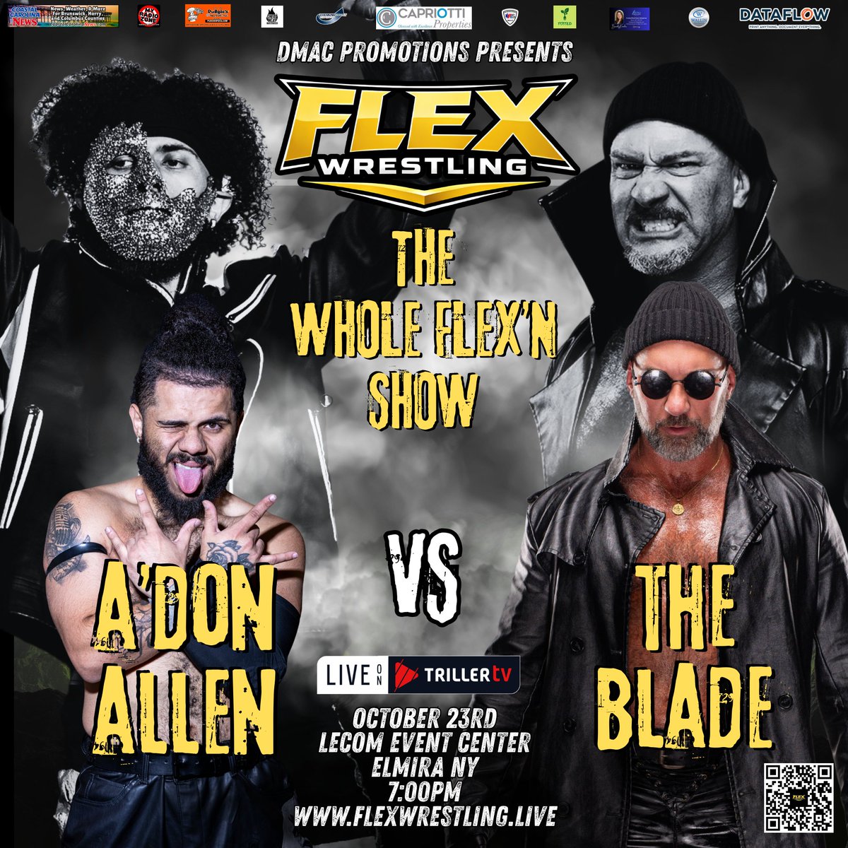 FLEXWrestlingNY's tweet photo. The Whole FLEX'N Show is shaping up with more to still be announced!
Tickets at https://t.co/xBUZ3PriGm
#FLEXWrestling #wrestling #prowrestling
#RVD #SuperCrazy #TheBlade https://t.co/KEKPeWfNqF