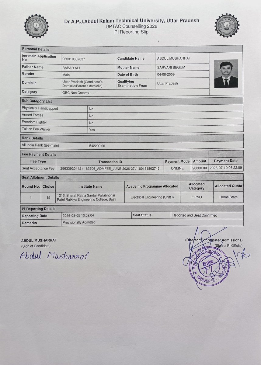 ErMdyusuf's tweet photo. Dear CM Sir,
I had taken admission in Electrical Engineering in Government Engineering College Basti but then I had health problems due to which the college cancelled my admission and now I am healthy and now they are neither refunding the fees nor giving me admission. https://t.co/5TKjTfWGiZ