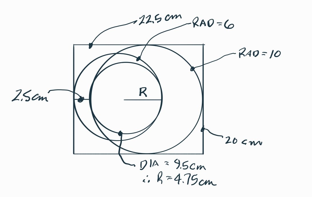 jdubya52's tweet photo. @H0H0v To match the given dimensions, the circles and rectangle look like this. R=4.75cm.

Don't always believe the picture. https://t.co/2I5L4OUGOR