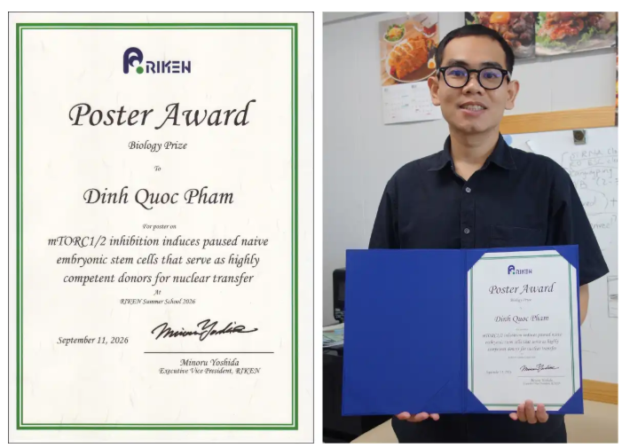 RBRC_iDED_jp's tweet photo. RIKEN Summer School 2026においてDinh Quoc Phamさんがポスター優秀賞(生物学部門)を受賞しました。おめでとうございます！
https://t.co/cySUNQsVCF https://t.co/G2Wgn3ziuf
