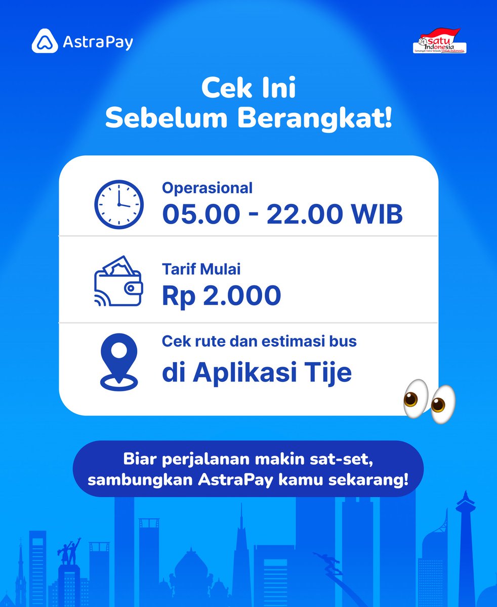 astrapay_id's tweet photo. Mau jalan-jalan keliling Jakarta? Naik koridor 1 aja! Yuk, cek promo TJ sekarang. #APAAJAAstraPay #Promo https://t.co/qMVto3verF