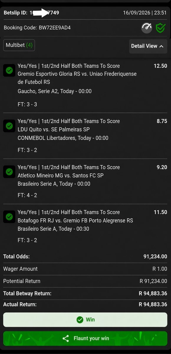 Banana_Seedz's tweet photo. 🙏✨ GOD DID IT AGAIN!!! ✨🙏 💸 
R1.00 ➡️ R94,883.36 💸💥💥 😭🙌 

They said it's impossible... 4 LEGS, 91,234.00 ODDS
 When God is with you, even R1 can change your story!!! All glory to Him!!!!

Deep in my heart I'm crying😓 why didn't i at least Stake R10-nyana ke🤦🏽‍♂️🤦🏽‍♂️ https://t.co/pnmIBSUrAz