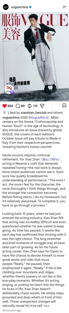 yuuyuu_chan's tweet photo. VOGUE China also updated its IG.
Lets give some ❤️ and comments. 

XIAO ZHAN VOGUE WORLD
#XiaoZhanxVogueOctober https://t.co/5bUOz4L5DZ