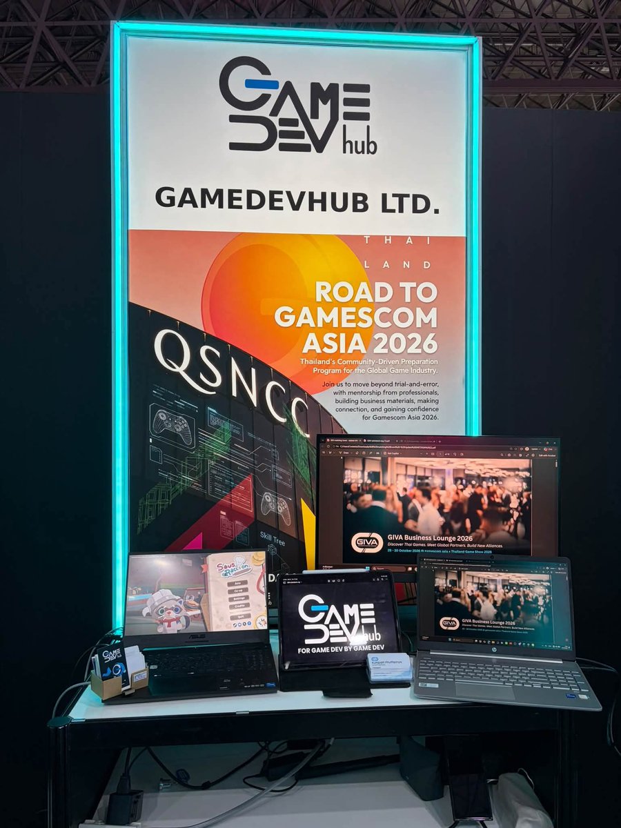 GameDevHub_'s tweet photo. All the gang is here! 🇹🇭🎮🔥

Find these amazing Thai studios and games at the Thai Pavilion, Hall 8, Tokyo Game Show 2026!

Come explore, play, and taste the diverse flavors of Thai games at the Thai Pavilion. 🌶️🎮✨

See you there! 🇹🇭 https://t.co/UKk1FEJB75