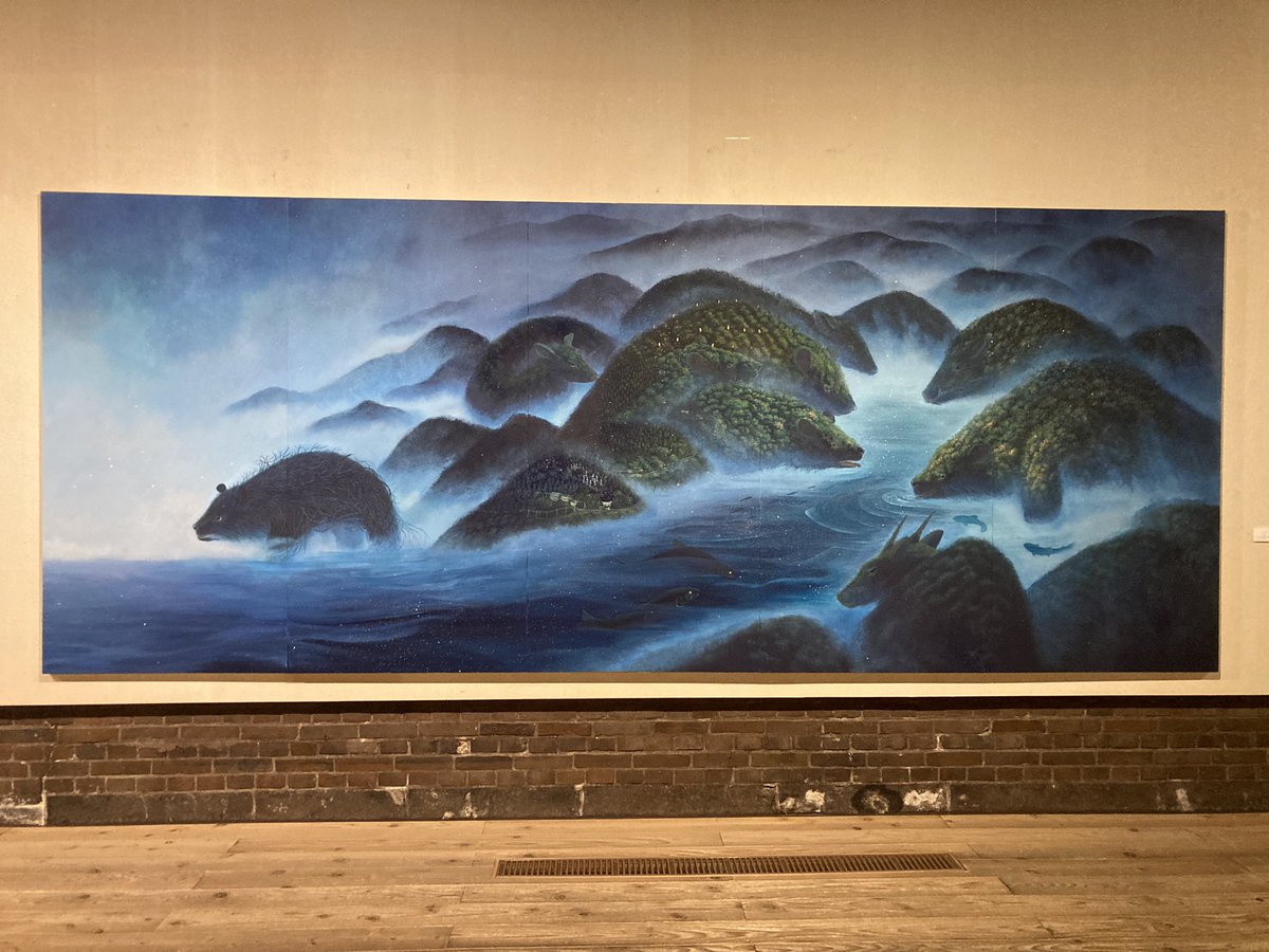 takerutagaito's tweet photo. 潟上市のブルーホールで開催されている永沢碧衣さんの個展「記憶の堆積」を拝見しました。力強い動物たちの姿に感動しました。 https://t.co/4Ro375ASXs