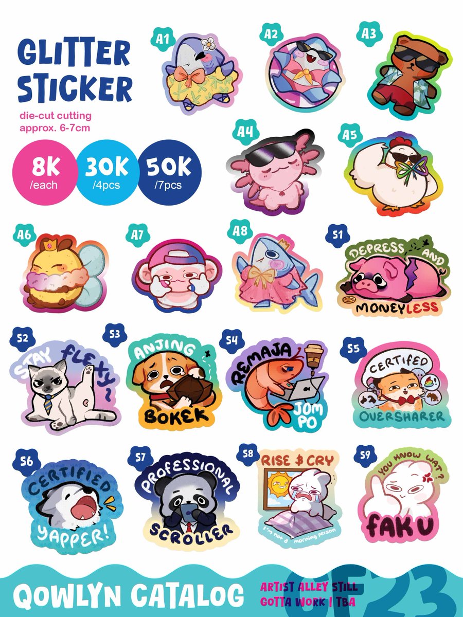 qowlyn's tweet photo. 🩵🔄 Very Appriciated
#CF23 Pre-Order &amp; Giveaway 🥳

🗓️CLOSED 10 Oct
💌 Pickup (both days)/ mail order
⭐Haikyuu, Demon Slayer KNY, WHA, Genshin, WindBreaker, Alnst, Seventeen, MHA, Original

🔗Link below
🫯GO/bulk order please DM first

(1/2)
#comifuro23 #cf23catalogue https://t.co/Tg3q9dm2tc