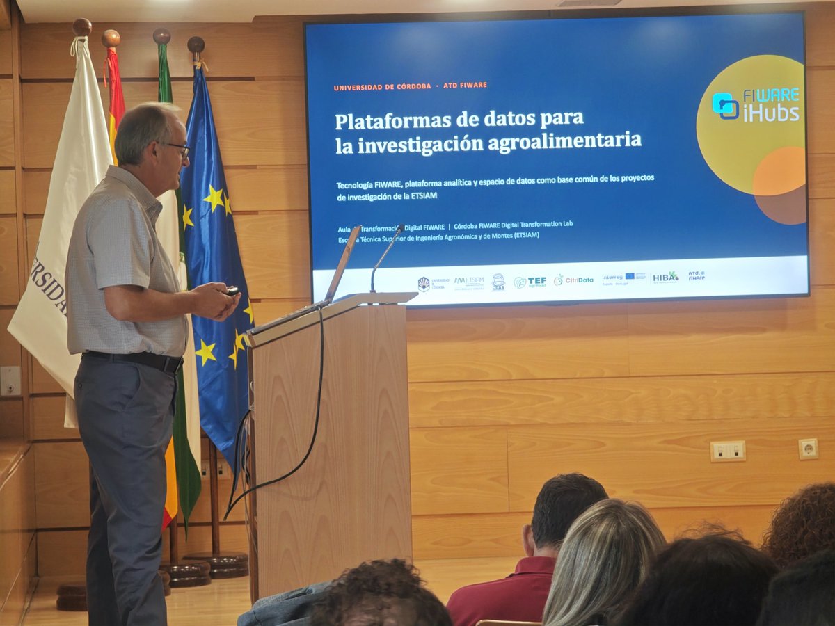 ETSIAMCordoba's tweet photo. 🗣️ La ETSIAM celebró un nuevo encuentro sobre gestión de datos de investigación. María del Carmen del Campillo presentó la sesión y José Checa abordó el potencial de FIWARE y los espacios de datos compartidos.
Gracias por vuestra asistencia.
#ETSIAM #UCO #FIWARE https://t.co/w9bkL3fT9b