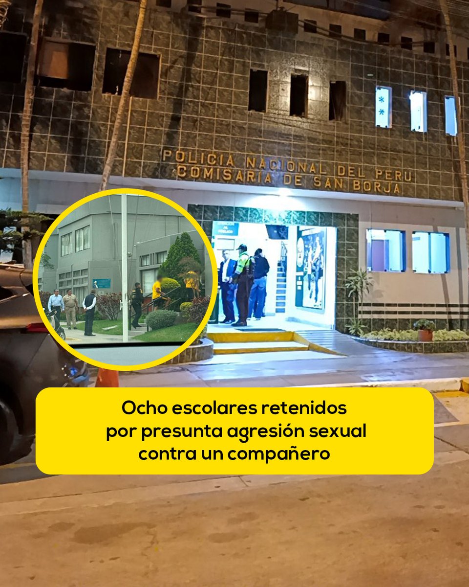 RPPNoticias's tweet photo. 🚨 #URGENTE | Ocho estudiantes del Colegio Liceo Naval Almirante Guise, ubicado en San Borja, se encuentran retenidos en la comisaría del distrito por presuntamente haber agredido sexualmente a uno de sus compañeros. Según los familiares de la víctima, los hechos ocurrieron ayer, martes, dentro de un bus que trasladó al equipo de fútbol de este centro educativo tras participar en un campeonato deportivo.

📲 Más información 👉 https://t.co/jUenUMV4Se