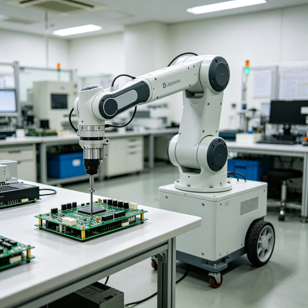 Fredkoch14's tweet photo. Japan's Yugo proved semi-humanoids are the pragmatic factory path: at Tokyo's Physical AI Summit Sept 16, its Yugo Nova bot autonomously tightened a screw—no flashy biped, just repeatable dexterity. #Yugo #PhysicalAI #IndustrialRobot https://t.co/x8QzztLwZ4