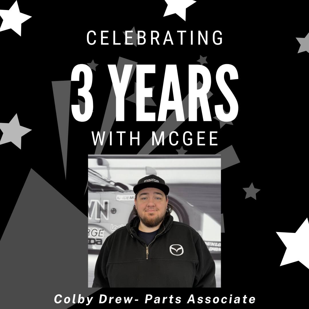 BarbieEnrico's tweet photo. This April, we celebrate Colby Drew’s 3 years with McGee Automotive Family. Starting as a service writer at McGee Mazda, he transitioned to parts associate. Thank you, Colby, for your hard work and dedication—we’re proud to have you on our team. https://t.co/WM91k2FB1G
