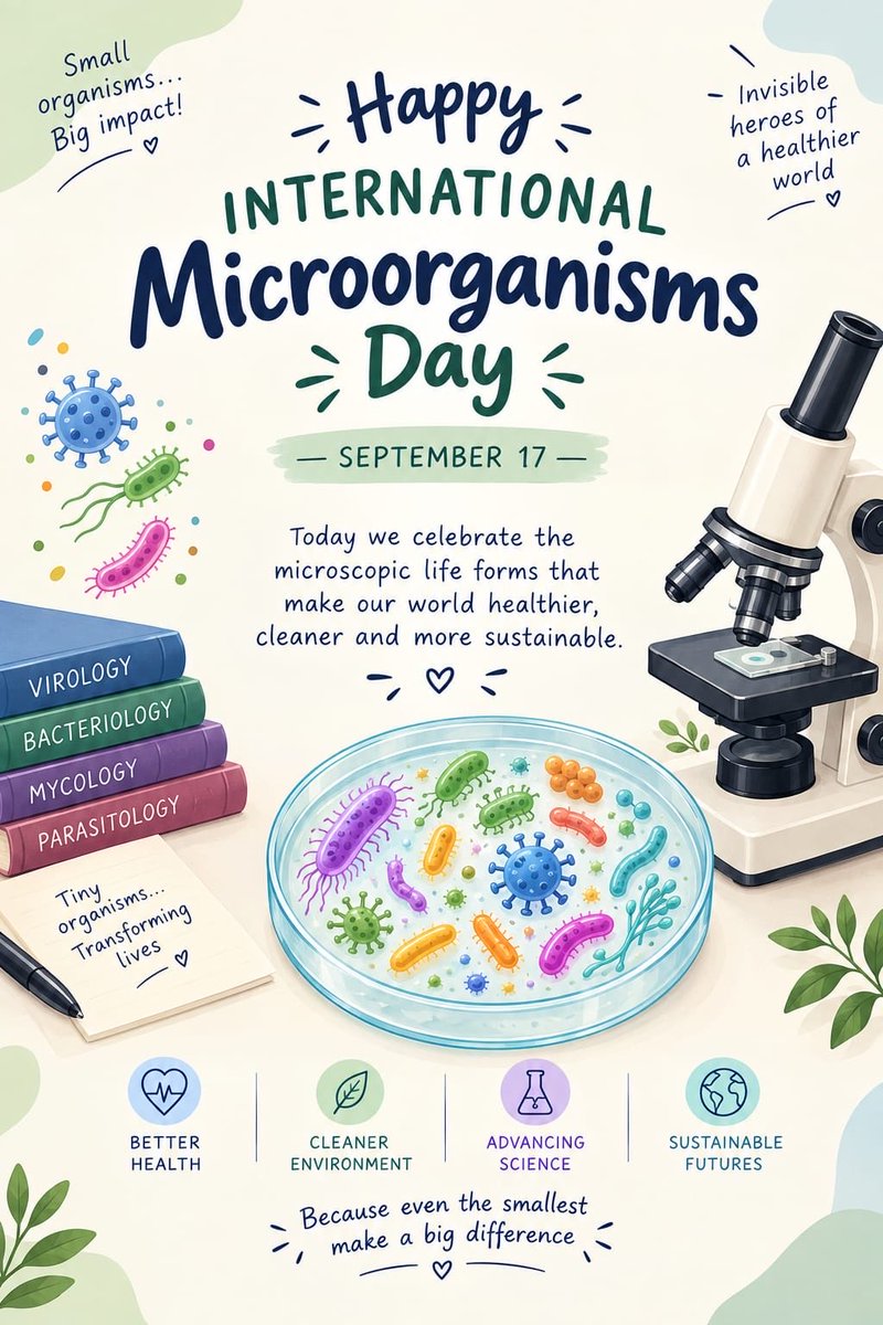 saveethamicro's tweet photo. 🔬 Celebrating the tiny life forms that make a huge difference! Happy International Microorganisms Day! 🦠
#microbes #MicroorganismsDay #Microbiology https://t.co/r9wCltoXpz