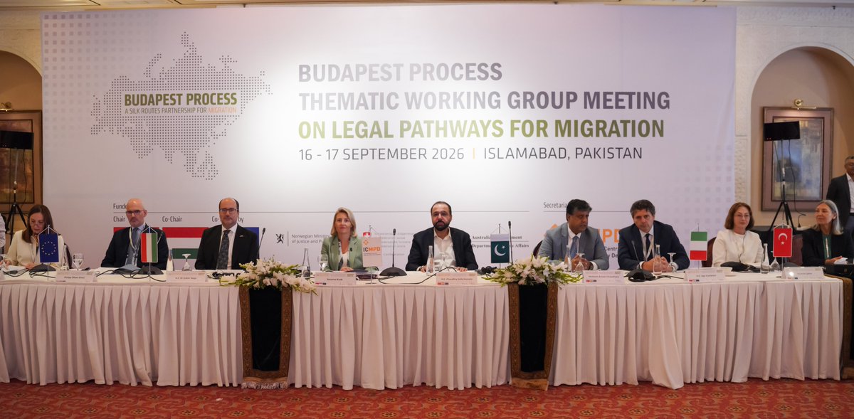 BudapestProcess's tweet photo. 🌍 Pakistan hosts the Budapest Process Thematic Working Group on Legal Pathways for Migration

🤝Opened by H.E. Chaudhry Salik Hussain @mophrd  and Susanne Raab @ICMPD 

Co-chaired by 🇵🇰 and 🇮🇹 focuses on private sector engagement in skills-based labour migration partnerships https://t.co/XVFQo11zvZ