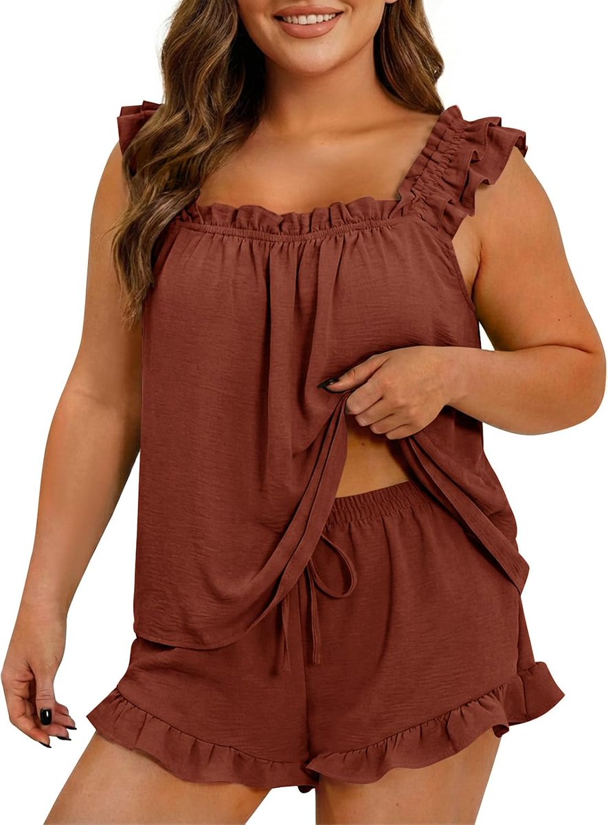MingWren58185's tweet photo. Cute ruffles + ultimate comfort! ✨ Lightweight plus size pajama set for lounging or sleep. Available up to 5XL.
Shop: https://t.co/jnsUziDjZW
#PlusSizeSleepwear #RuffleShortsSet #SummerPajamas #BodyPositive #LoungeSet https://t.co/HIphCW1T44
