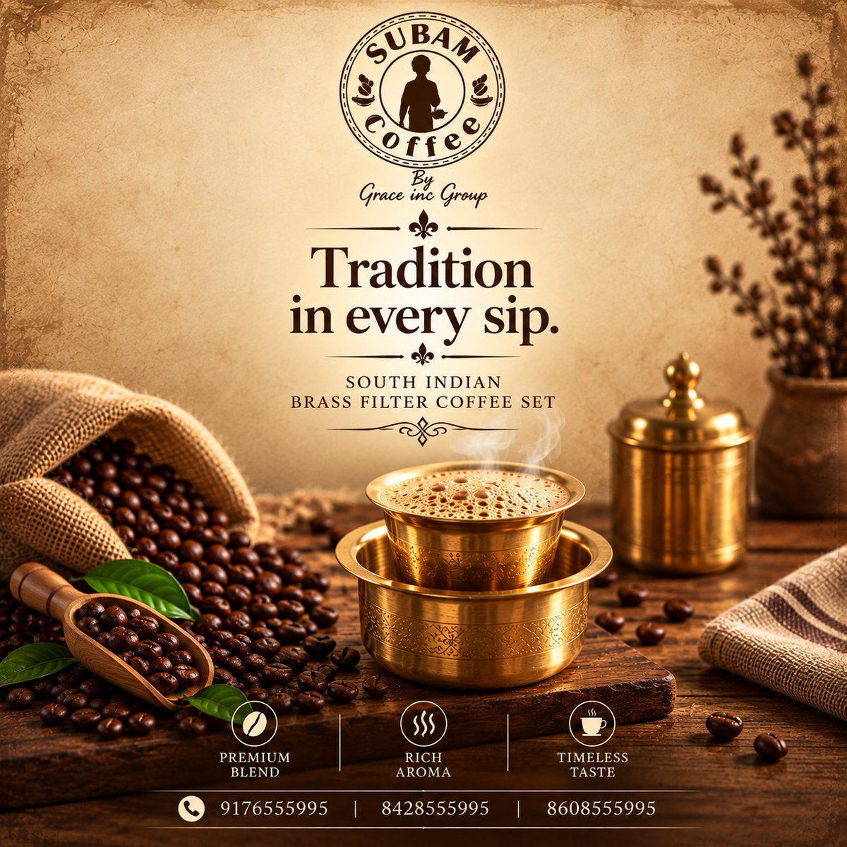 SubamCoffee's tweet photo. Tradition in every sip. ☕

Experience the timeless charm of South Indian Brass Filter Coffee with Subam Coffee.

Premium Blend | Rich Aroma | Timeless Taste
#SubamCoffee #FilterCoffee #SouthIndianCoffee #CoffeeLovers https://t.co/ATKbhHeRpT