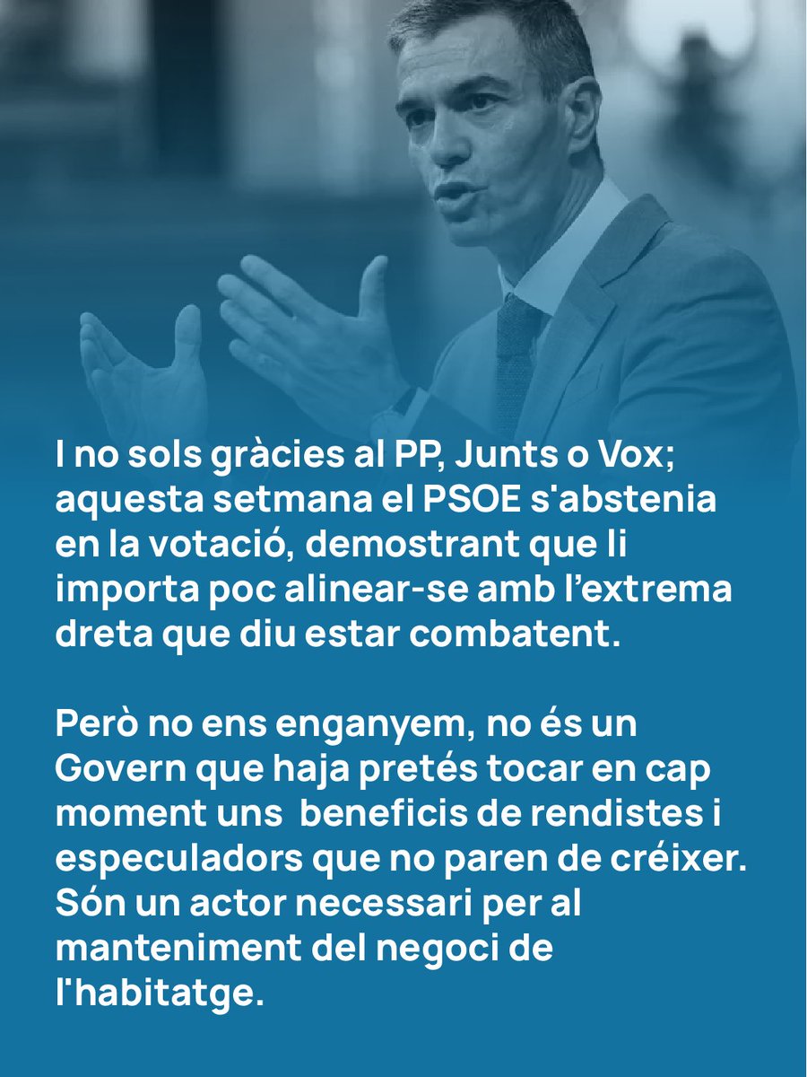 SdHValencia's tweet photo. 🔵 EL CONGRÉS REBUTJA LA PROHIBICIÓ DE VENDRE PISOS A FONS

Aquesta setmana la dreta ha votat en contra de la proposta per prohibir la venda d'habitatge a empreses i fons. El PSOE, com era d'esperar, s'abstenia, alineant-se així amb una extrema dreta que diu estar combatent. https://t.co/P0LeycP7Pz