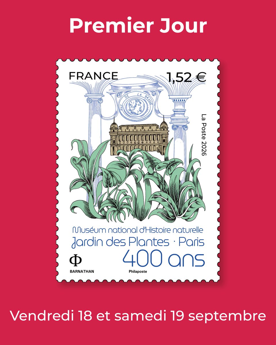 toutsurletimbre's tweet photo. ⌛️🌿C'est demain ! Premier Jour du #timbre et souvenir philatélique célébrant les 400 ans du Jardin des Plantes à Paris :  
📍PARIS (75) Le Carré d’Encre, de 10h00 à 19h00, 13 bis rue des Mathurins (oblitération jusqu’à 17h).
#histoirenaturelle #patrimoine #botanique #philatelie https://t.co/W9c7IzFAa0