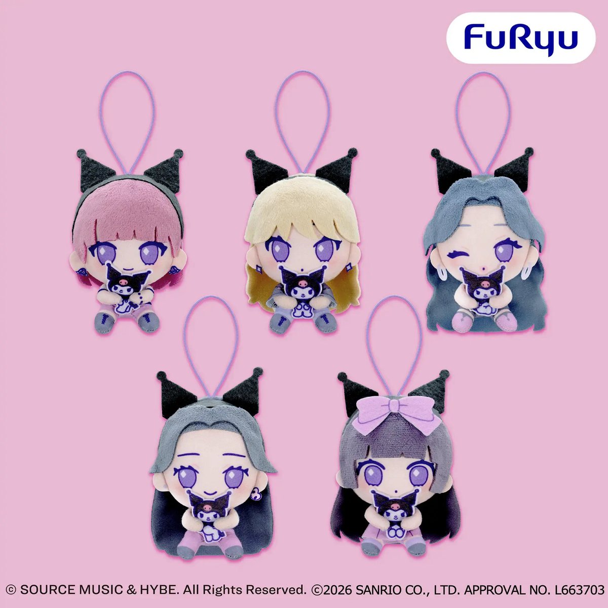 FURYU_prize's tweet photo. ＼フリュープライズ新着情報／

「LE SSERAFIM × MY MELODY&KUROMI」より、マスコットが登場！
🩷マイメロディver.
💜クロミver.

マイメロディ、クロミを抱っこした姿が超かわいい☺️
バッグやポーチに付けて、一緒におでかけしてね！

9月��旬～順次展開✨
ほしいと思ったら🩷💜の絵文字をコメント！
サイズや取扱店舗など、詳しくはスレッドから✅

📢フリュープライズ・フリューぬいの情報は、本アカウントで続々と公開中です！

#LE_SSERAFIM
@le_sserafim_jp @Melody_Mariland @kuromi_project
