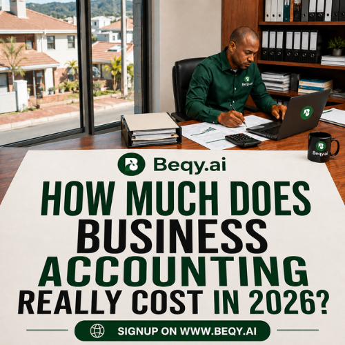 Beqyai's tweet photo. How much does business accounting really cost in 2026? Bookkeepers charge thousands a month. @Beqy.ai starts from R299/pm — AI-powered, real-time insights. 

30-day free trial, no card required. 

#FinTech #SmallBusinessSA #AccountingSA https://t.co/qeDRn6qYOQ