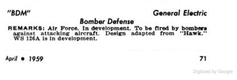 MassiasThanos's tweet photo. @UnwantedBlog 'BDM MISSILE PKG' might refer to the BDM (Bomber Defense Missile) concept. 

For example:
📷1 https://t.co/o4UAuqr16B
📷2 https://t.co/EDq6AFdJKd
📷3 https://t.co/uGGTcH7fC9
📷4 https://t.co/t7qXylmvXl https://t.co/MfklY8Clvj