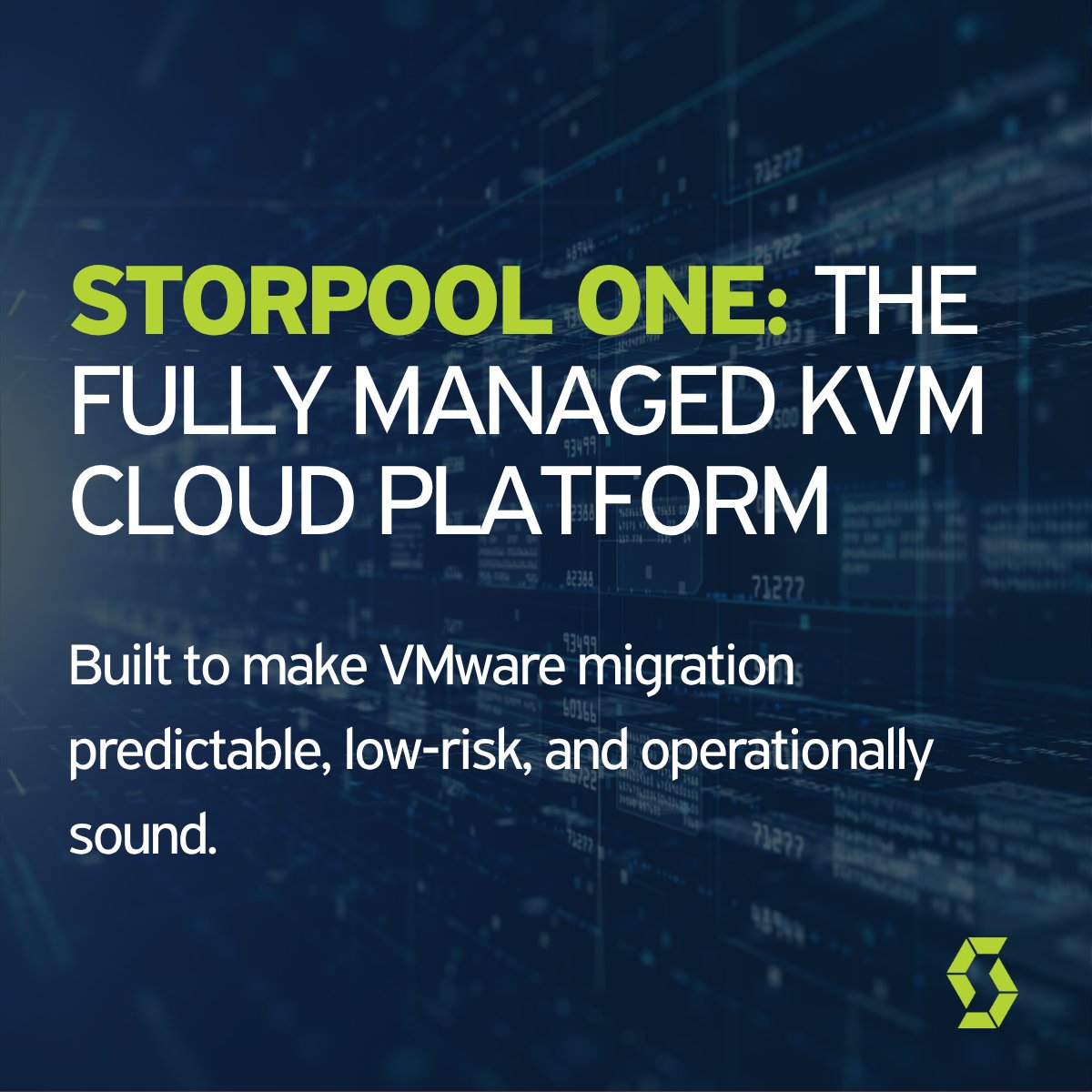 storpool's tweet photo. The hardest part of leaving VMware isn't the decision — it's executing the migration without putting workloads at risk.

StorPool One handles that. A pre-integrated, fully managed KVM cloud platform — compute, storage, networking, backup, and DR in one stack — with StorPool engineers running it 24/7. Phased migration, parallel environments, rollback at every step.

Your hardware. Your timeline. None of the risk.

👉 https://t.co/edhGhFGkpF

#StorPoolOne #VMware #KVM #CloudInfrastructure #HCI #DataStorage