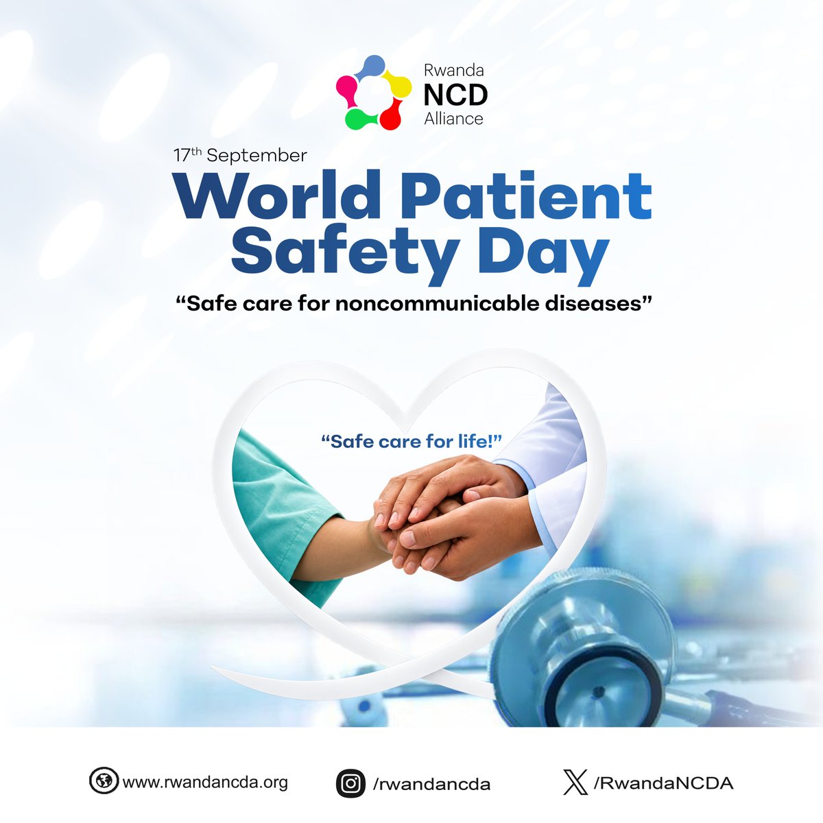 RwandaNCDA's tweet photo. 🩺 Today, we mark World Patient Safety Day 2026, under the theme “Safe care for noncommunicable diseases” and the slogan “Safe care for life!”

For people living with NCDs, safe and quality care is essential throughout the lifelong journey of managing chronic conditions.

From medication safety and timely diagnosis to coordinated, patient-centred care, preventing avoidable harm must remain a priority. 

Together, let’s put safe care at the heart of NCD management and protect lives at every stage.

#WorldPatientSafetyDay #ActOnNCDs #LeadOnNCDs
