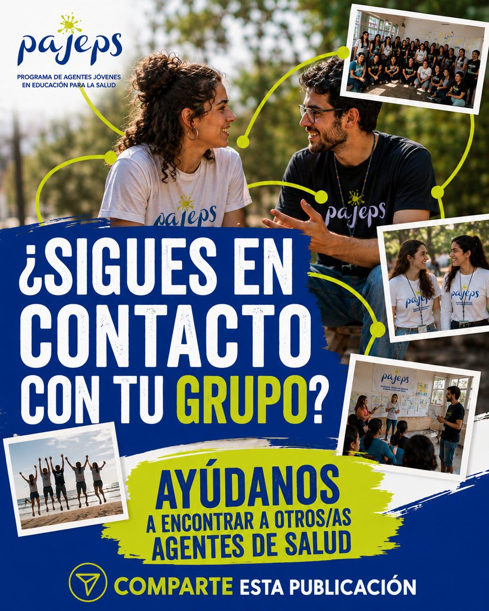 FUNDADEPS's tweet photo. 💙 La red #PAJEPS sigue creciendo con cada generación.

¿Sigues en contacto con personas de tu edición? Ayúdanos a encontrar a otros/as Agentes de Salud.

Comparte esta publicación y ayúdanos a reconstruir la historia de PAJEPS.

#AgentesDeSalud #FUNDADEPS https://t.co/AD5eXG3eMO