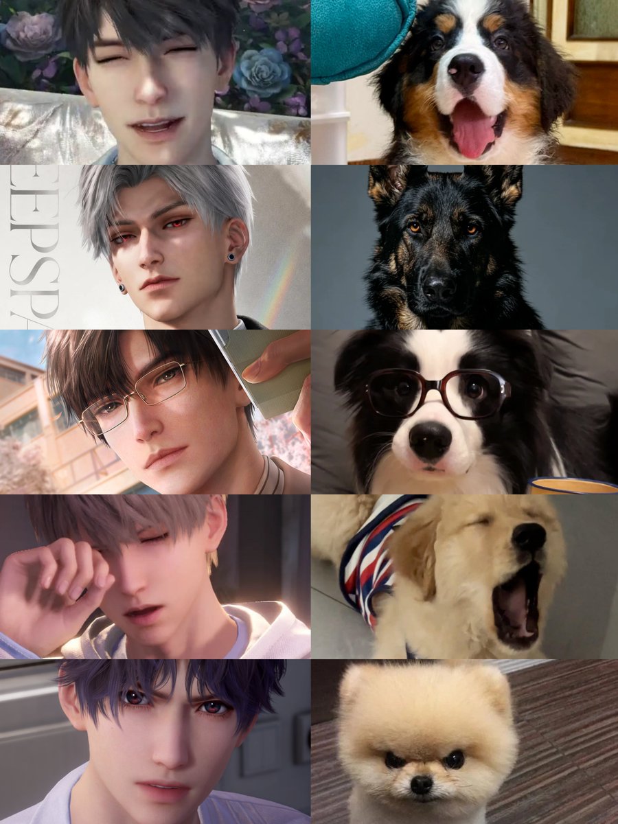 FranceGalaxy_'s tweet photo. My very subjective take on the LADS boys as puppies. 🐶

#LoveandDeepspace #Rafayel #Xavier #Sylus #Zayne #Caleb https://t.co/nRplUQRG1k