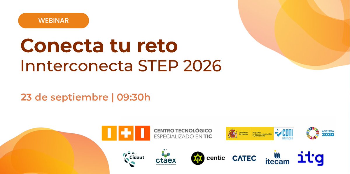CDTI_innovacion's tweet photo. 🔌 El @CDTI_Innovacion estará presente en "Conecta tu reto", sesión online organizada por @ITI_TIC para empresas interesadas en la convocatoria #InnterconectaSTEP 2026
🤝 Encuentra socios, capacidades tecnológicas y apoyo para construir tu proyecto 

📅 23 de septiembre
🕤 09:30 h
💻 Online

🔗 Más info: https://t.co/h7WN0Jn82O

#AyudandoCrearFuturo #FondosEuropeos #InnterconectaSTEP #AyudasCDTI #Innovación