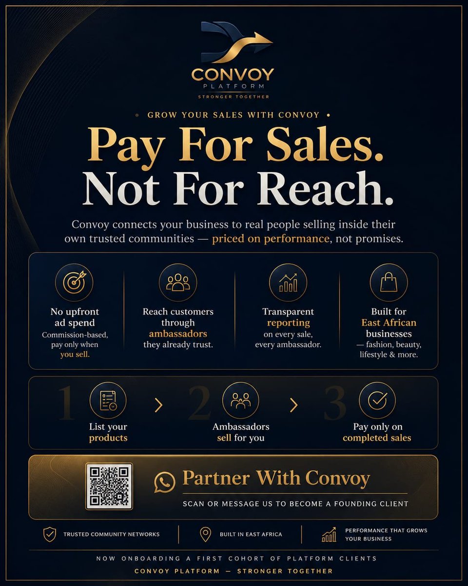 Katambulajulie3's tweet photo. @convoyplatform1 Pay for sales. Not for reach.
Stop spending on ads that don’t convert.
With Convoy, you only pay when real people in trusted communities actually sell your products.
✅ No upfront ad spend
✅ Reach customers through ambassadors they already trust
✅ https://t.co/0bjvbCWiYU