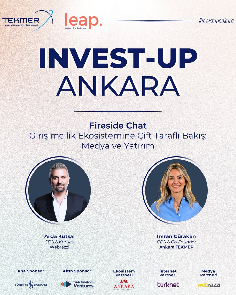 AnkaraTekmer's tweet photo. Savunma sanayiinde yeni kabiliyetlerden dijital güç dengelerine, girişimcilik ekosisteminde medya ve yatırımın rolüne uzanan dört farklı oturumda alanında deneyimli isimler görüşlerini paylaşacak. 

⏰ 14.15–21.00
📍 Ankara TEKMER 

#InvestUpAnkara https://t.co/wEEYk6ddQY