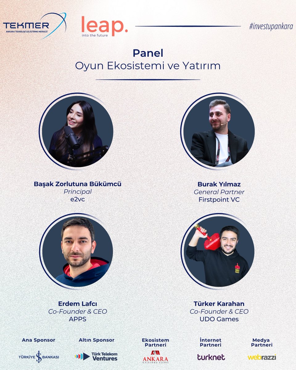 AnkaraTekmer's tweet photo. 🎙️ Invest-Up Ankara'da panellerde ekosistemin farklı başlıklarını birlikte ele alıyoruz! 

Yatırım stratejilerinden globalleşmeye, oyun ekosisteminden büyüme aşamasındaki finansman süreçlerine uzanan oturumlarla dolu bir gün için yarın Ankara TEKMER’de buluşuyoruz. 🚀 https://t.co/XKIqSdENQC
